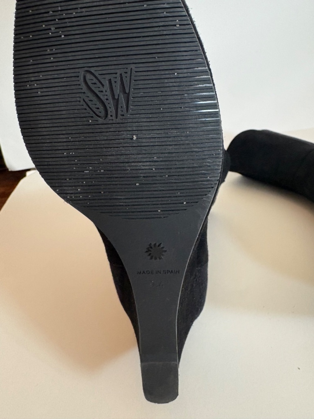 Stuart Weitzman- Beatrice Black Suede Wedge Boots - Picture 3 of 6